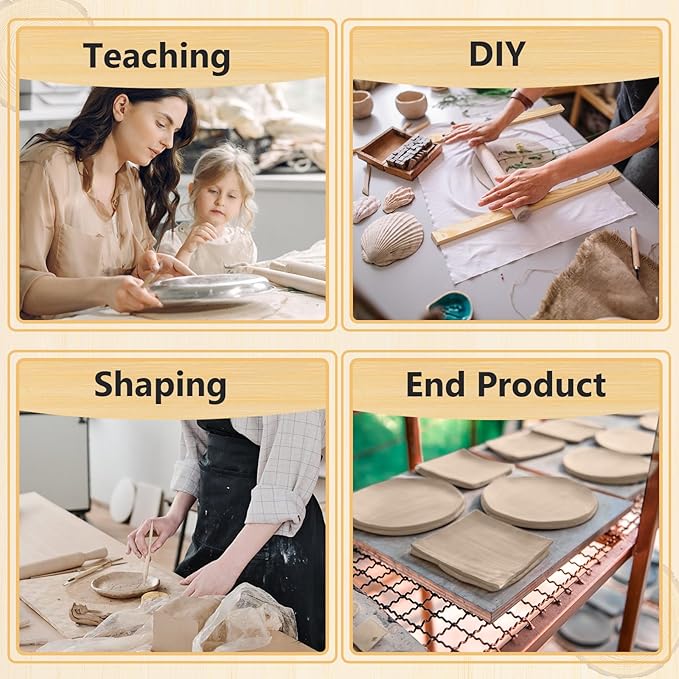 Sasylvia 10 Pcs Pottery Rolling Pin Guides Wood Teaching Rolling Mud Stick Guide Set Polymer Clay Depth Guide Pottery Tools Clay Mudboard Tools (5 Size Lengthen,Wood Color) - Image 6