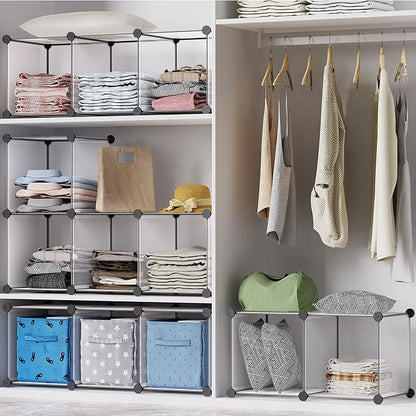 HOMIDEC Closet Organizers and Storage, 9 Cube Storage Organizer, Portable Closet Organizer Storage Cubes Shelves for Clothes, Bedroom, Wardrobe, Kids Room, Bathroom, Transparent - Image 3