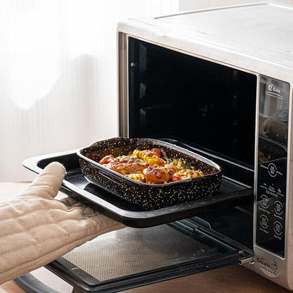 3-Pack Deep Rectangular Ceramic Baking Dishes, Heavy-Duty Oven-Safe Stoneware Casserole Pans for Lasagna Baking, High Heat Resistant Handcrafted Glazed Finish,Speckle Series(13.8''/12''/9.6'' Brown) - Image 6
