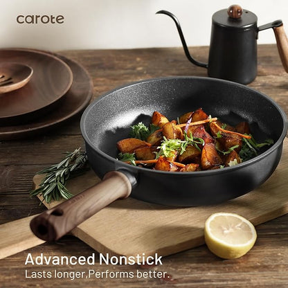 CAROTE Nonstick Pots and Pans, Induction Titanium Cookware Set 16pcs Kitchen Cooking Sets, Pot and Pan Non Stick w/Frying pan (PFOS, PFOA Free) - Image 3