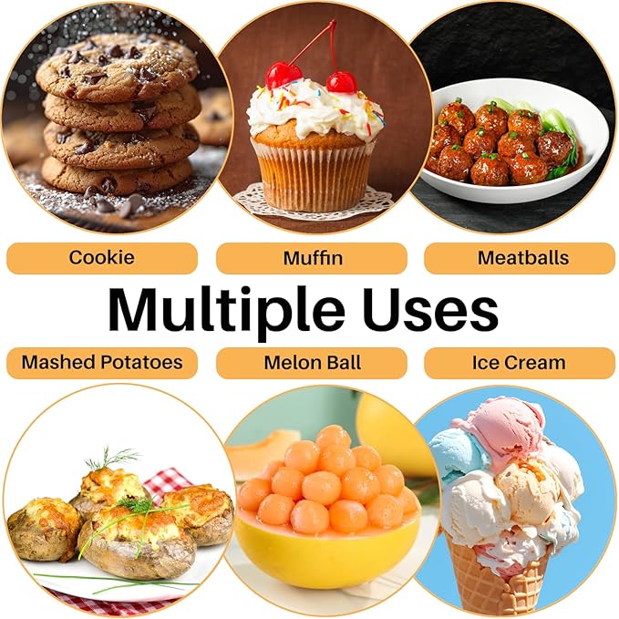 JUNADAEL J Cookie Scoop Set, Cookie Scoops for Baking Set of 3, Cookie Dough Scoop, 1 Tablespoon/ 2 Tablespoon/ 3 Tablespoon, Red/Black/Mint Handle, For Cookie Cupcake Muffin Ice Cream Truffles - Image 6
