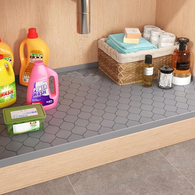 Winisok Silicone Under Sink Mat 34" x 22", kitchen Essentials and Gadgets, Shelf liner and Cabinet Protector, Home Organizers and Storage, Waterproof Bathroom Tray - Image 7