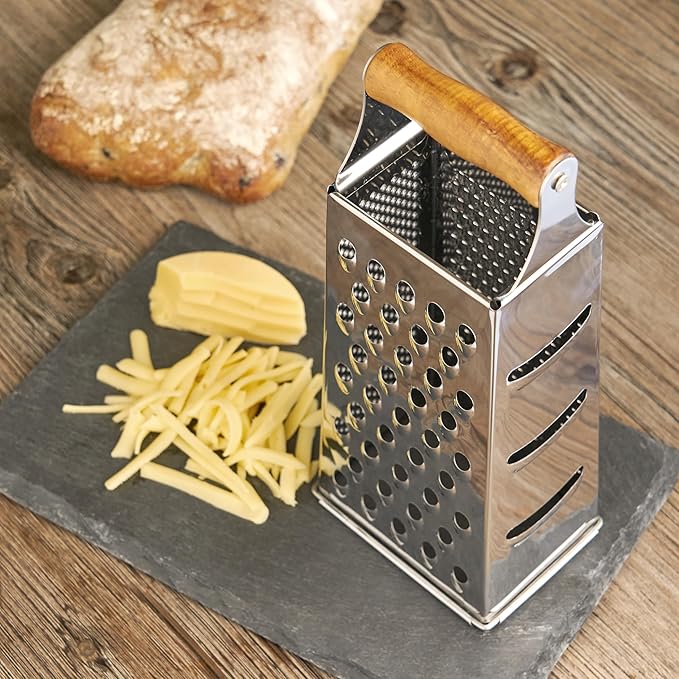 Twine Acacia Wood Handled Cheese Grater, Stainless Steel Grater, Citrus Zester, Reinforced Base, Vintage Kitchenware - Image 5
