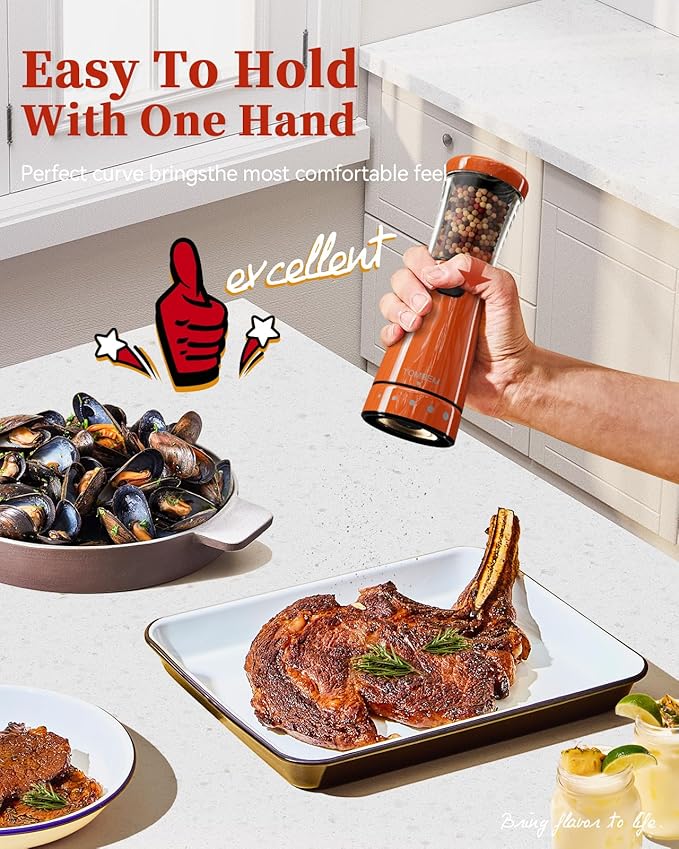 Electric Salt and Pepper Grinder Set with Storage Base, Stainless Steel Rechargeable Salt and Pepper Grinder Set with 4.5 oz Large Capacity, 1.8" Wide Mouth, Adjustable Coarseness, Ideal for Kitchen - Image 3