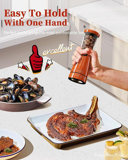 Electric Salt and Pepper Grinder Set with Storage Base, Stainless Steel Rechargeable Salt and Pepper Grinder Set with 4.5 oz Large Capacity, 1.8" Wide Mouth, Adjustable Coarseness, Ideal for Kitchen - Image 3