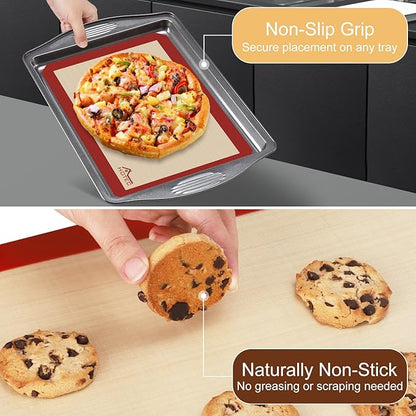 HOTEC Silicone Baking Mats 3 Pack – Non-Stick Reusable Silicone Baking Sheets for Oven – Cookie & Macaron Mats – 2 Half Sheet + 1 Quarter Sheet – BPA-Free, Dishwasher Safe - Image 4