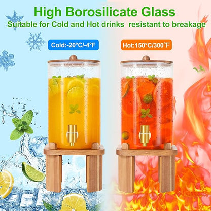 1 Gallon Glass Drink Dispensers: Beverage Dispenser For Parties With Wood Stand, Large Water Drink Dispensers With Stainless Steel Spigot, Ideal for Lemonade,Juice, Tea, and Party Drinks - Image 7