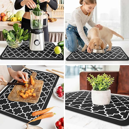 WISELIFE Dish Drying Mat Super Absorbent Drying Mat Large Dish Drying Mats for Kitchen Counter Easy Clean Dish Mat Kitchen Drying Mat18"x 28" Stylish Black - Image 6