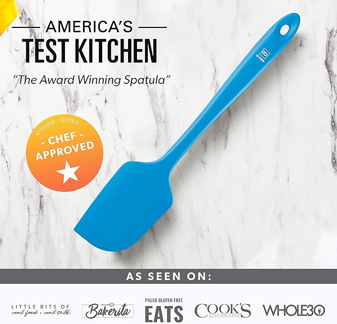 DI ORO Silicone Spatula Set - Rubber Kitchen Spatulas for Baking, Cooking, & Mixing - 600°F Heat-Resistant & BPA Free Silicone Scraper Spatulas for Nonstick Cookware - Dishwasher Safe (3pc, Blue) - Image 7