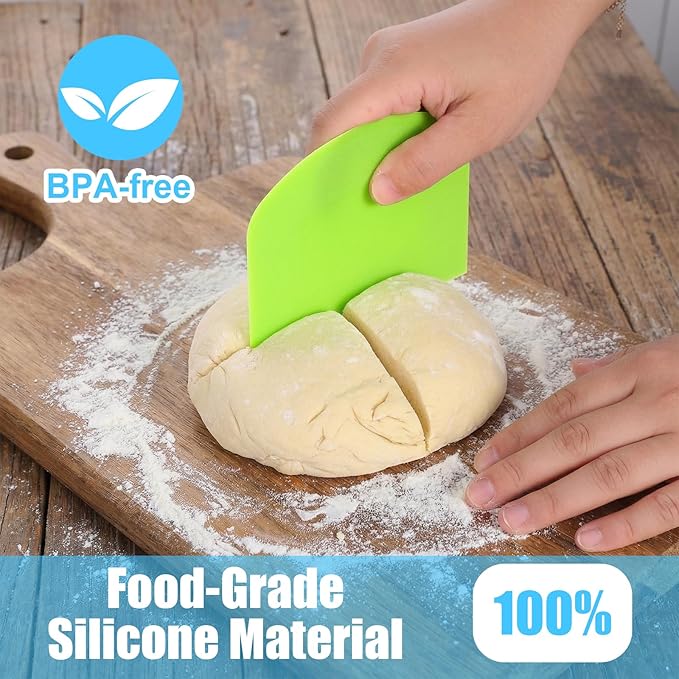 10 Pcs Plastic Bench Scraper for Baking - Bowl Dough Scraper for Bread Cutter - Multifunctional Kitchen food Scrapers Tool with Curved Edge, Cake Baking, Fondant Icing Smoother - Image 5
