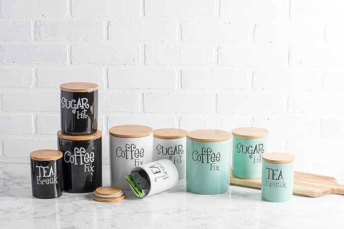 DII Kitchen Accessories Retro Collection, Ceramics, Canister Set, Black, 3 Piece - Image 7