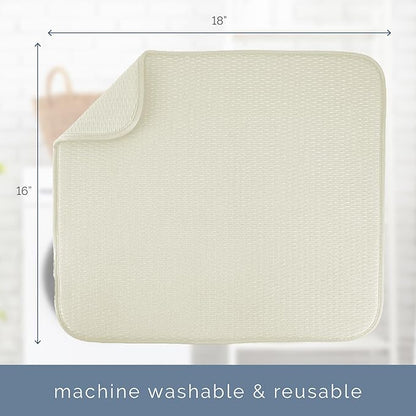 S&T INC. Dish Drying Mat, 16” x 18”, Absorbent Microfiber Kitchen Counter Mat, Drying Pad for Dishes, Utensils, Pots and Pans, Large, Diamond Texture, Cream - Image 7