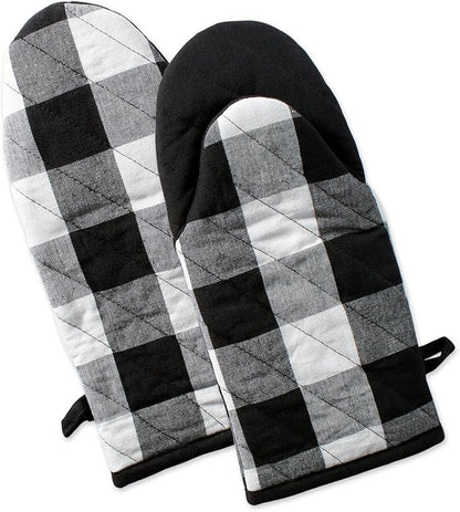 DII Buffalo Check Kitchen Collection, Classic Farmhouse Kitchen Set, Oven Mitt, Black & White, 2 Piece