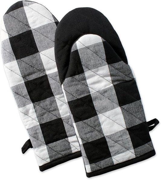 DII Buffalo Check Kitchen Collection, Classic Farmhouse Kitchen Set, Oven Mitt, Black & White, 2 Piece
