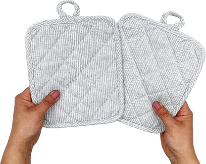 American Linen Pot Holders, Hot Pads, Table Pads for Kitchen and Dining Table, Non Slip Heat Resistant Hot Pot Holder (Grey, 4 Pack)