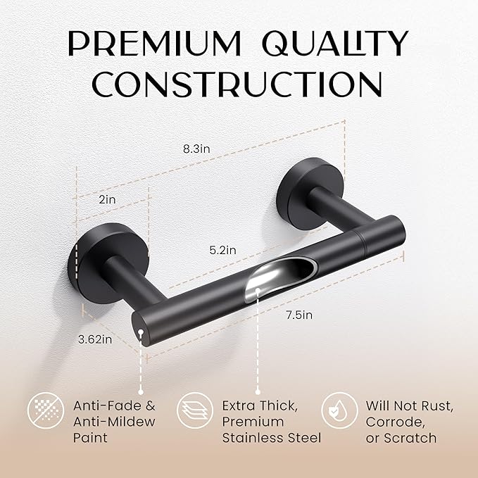 Day Moon™ - Toilet Paper Holder - Modern Roll Holder for Bathroom - 2 Pack - Wall Mount, Black - Image 5