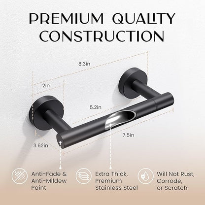 Day Moon™ - Toilet Paper Holder - Modern Roll Holder for Bathroom - 2 Pack - Wall Mount, Black - Image 5