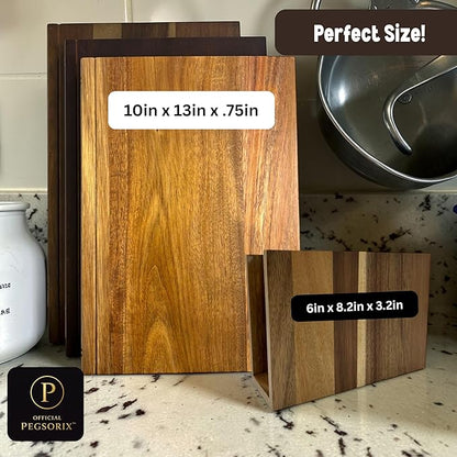 The Cutting Board Library™ (Original Design) | Decorative Kitchen Board Collection Bundle with Display Stand | Premium Acacia Wood | Stabilized Non-Slip Base