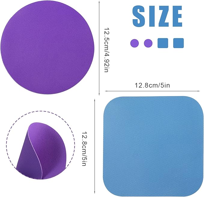 LUTER 4pcs Jar Opener, Rubber, Multi-function Silicone Bottle Opener for Seniors with Weak Hands Lid Cap Gripper Pads Kitchen Coasters Gadgets(Blue, Purple) - Image 2