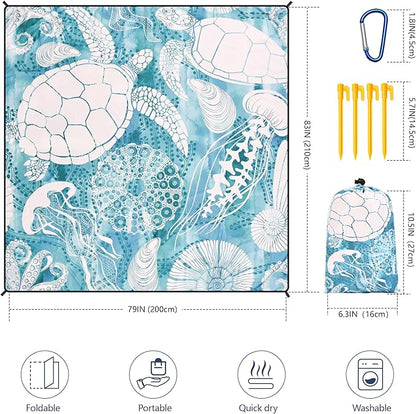 HIHOHO Beach Blanket Waterproof Sandproof Extra Large Beach Mat 79" X 83"/120"x108"for 1-8 Adults Quick Drying Durable Outdoor Picnic Mat for Beach Travel Camping Hiking