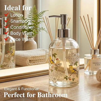 17oz Glass Soap Dispenser with Plastic Pump, 2 Pack Refillable Kitchen Soap Dispenser for Dish Soap, Soap Dispenser Bathroom for Hand Soap, Lotion, Body Wash