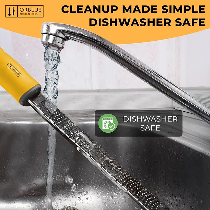 Orblue Lemon Zester & Cheese Grater - Premium Citrus Zester, Kitchen Grater for Parmesan, Chocolate, Fruits, Vegetables, Ginger, Garlic, Nutmeg - Stainless Steel Blades with Protective Cover, Yellow - Image 7