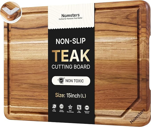 Teak Cutting Board 15inch Non Slip Over Sink Kitchen 2026 First Apartment Essentials Wooden Cutting Board New Home Must Haves Accessories House Warming Decor Housewarming Hostess Host Gifts L by Unknown