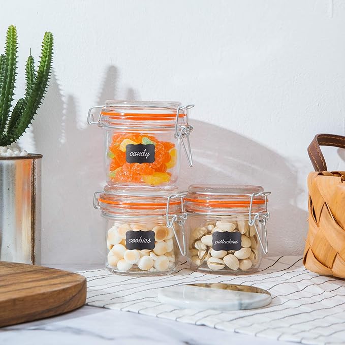 Encheng Glass Jars With Airtight Lids, 6 oz Mason Jars,Glass Jar With Leak Proof Rubber Gasket 200ml,Storage Jar With Hinged Lid for Home and Kitchen,GlassStorage Containers With Lids 12 Pack - Image 5