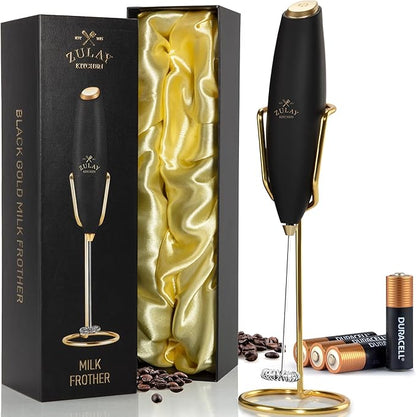 Zulay Kitchen Executive Series Luxury Gift Milk Frother with 4 Duracell Batteries – Handheld Electric Foam Maker for Coffee, Lattes & Hot Chocolate – Deluxe Finish, Ultimate Gift for Coffee Lovers by ZulayKitchen
