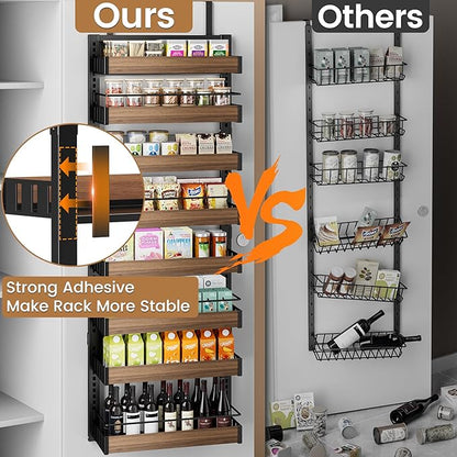 POKIPO 8 Tier Over The Door Pantry Organizer, 2 IN 1 Wall Mount or Hanging Spice Rack Seasoning Shelves with Adjustable Basket, Back of Door Organizer and Storage for Kitchen Cabinet and Room Closet - Image 6