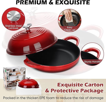 Bread Dutch Oven for Sourdough Baking (5.5 QT), Joyfair Enameled Cast Iron Dutch Oven Pot with Lid, Sourdough Bread Pan with Heavy Duty Dual Handles, Non-Stick & Even Heat, Oven-safe up to 500°F, Red - Image 6
