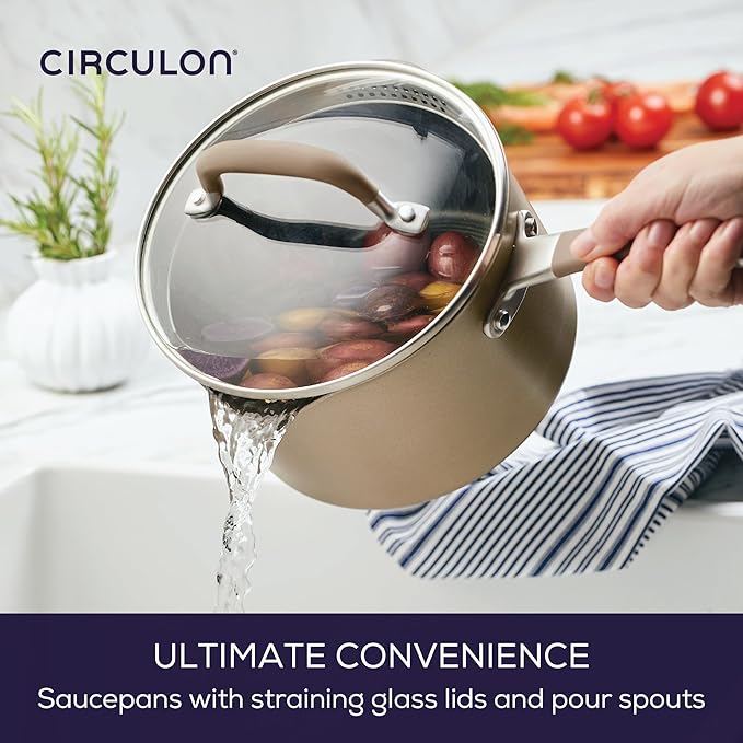Circulon Premier Professional Hard Anodized Nonstick Cookware Induction Pots and Pans Set Nonstick, Home Essentials, 12-Piece, Bronze - Image 3