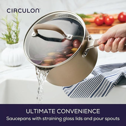 Circulon Premier Professional Hard Anodized Nonstick Cookware Induction Pots and Pans Set Nonstick, Home Essentials, 12-Piece, Bronze - Image 3