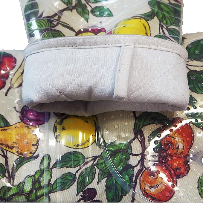Oven Mitts Set of 2 with Transparent Clear Silicone Shell and Nice Friut Flower Cotton Lining, Heat Resistant to 500 F Kitchen Oven Gloves Pot Holder for Cooking (Friut Flower, Oven Mitts) - Image 5