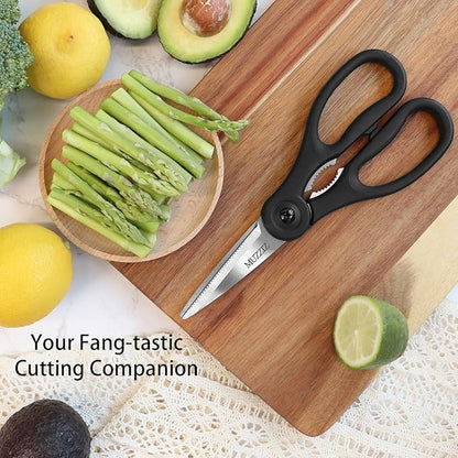 Kitchen Scissors All Purpose, Heavy Duty Stainless Steel Kitchen Shears for Food, Herbs, Meat, Fish with Soft Comfort Grip Handle - 8.7-Inch Black - Image 4