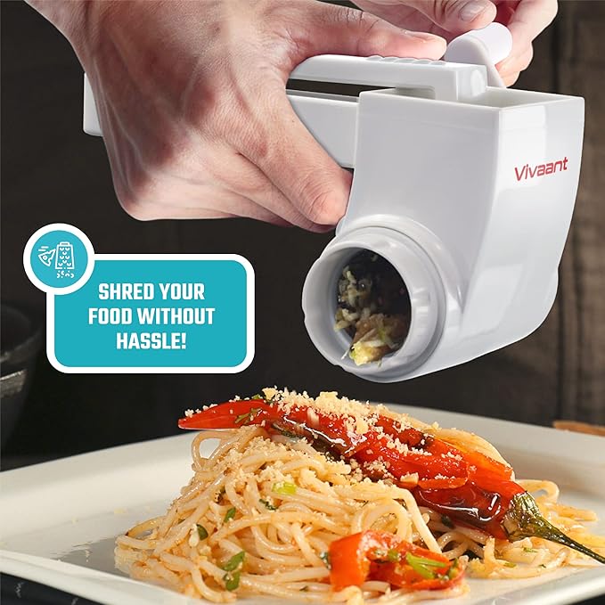 Vivaant Parmesan Cheese Grater Hand Crank, Restaurant-Grade Rotary Cheese Grater Handheld Italian Style with 2 Stainless Steel Drum Blades is Dishwasher Safe & Easy to Clean - Image 7