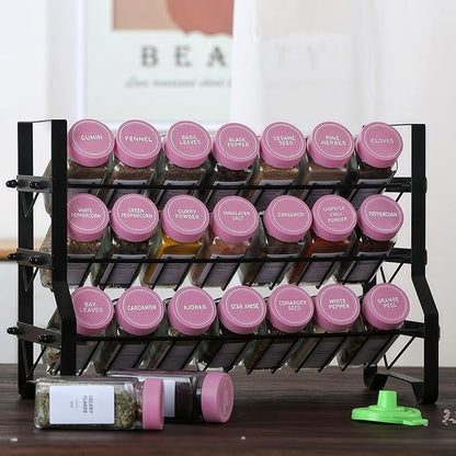 48 Glass storage jars，Glass Spice Jars with Label-4oz Spice Containers with Lids and Shaker Lids,3 Sets of Spice Labels 1 Collapsible Funnel 2 Erasable Markers for Spice Rack, (48) - Image 2