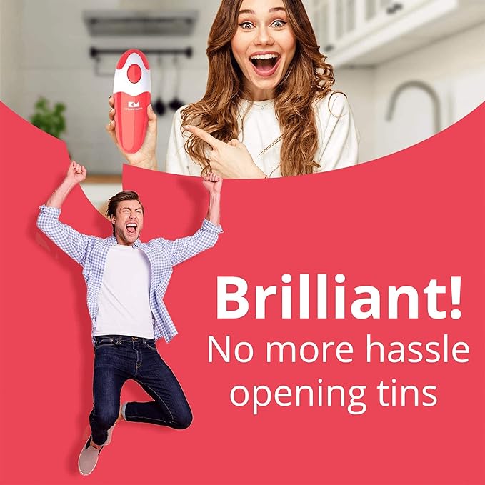 Kitchen Mama Auto Electric Can Opener: Open Your Cans with A Simple Press of Button - Automatic, Hands Free, Smooth Edge, Battery Operated, YES YOU CAN (Red) - Image 7