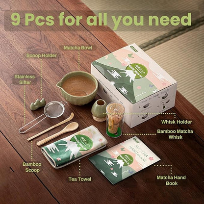 Clay&Fire Matcha Whisk Set，9 Pcs Ceramic Matcha Set, 15 OZ Matcha Bowl with Spout and Whisk for Friend, Ideal Gift for Matcha Lover（Starry） - Image 5