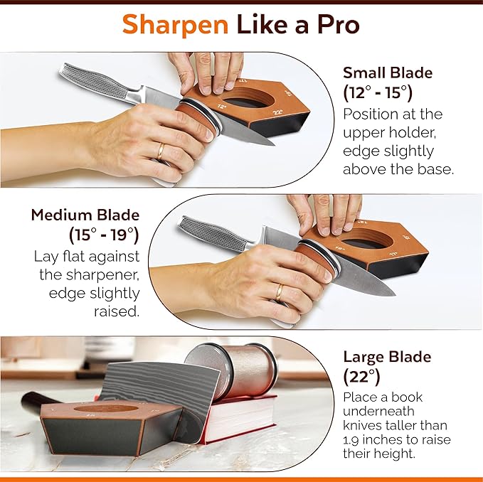 Rolling Knife Sharpener Kit – Diamond Roller Knife Sharpener with Magnetic Support, Professional Manual Sharpening System, 5-Angle Tool (12°-22°) for Kitchen & Pocket Knives - Image 3