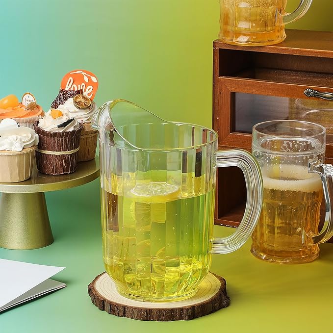 Tessco for you Plastic Pitchers 60 Ounce Clear Restaurant Jug Large Water Pitcher Carafe Serve Milk Tea Juice Drink for Parties Container Dispenser Beer Jar(1 Pcs) - Image 7