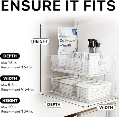 Simple Houseware 2 Tier Bathroom Organizer Tray Pull-Out Sliding Drawer/Under-Sink Storage, Clear - Image 6