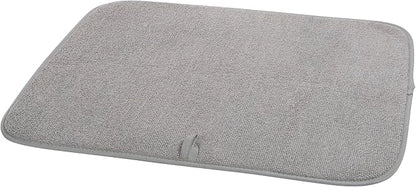 OGGI Absorbent, Reversible Microfiber Dish Drying Mat for Kitchen, Dish Drying Pad, 16 Inch x 18 Inch, Large, Gray