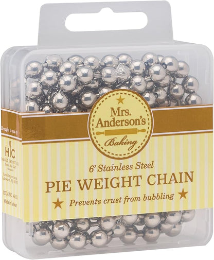 Mrs. Anderson's Baking Pie Weights | Stainless Steel Stoneware Beads for Blind Baking | Heat-Safe, Food-Safe, Easy to Use | Prevents Shrinking, Puffing, Bubbling | Connected Chain Weights - Image 4