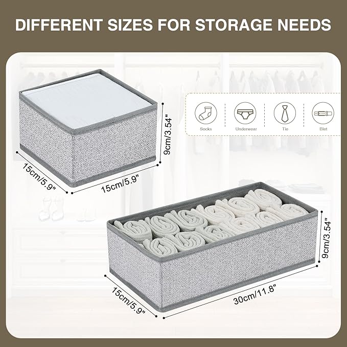DIMJ Drawer Organizer Clothes, Dresser Organizer For Nursery, Bedroom, Closet, Baby Clothes Organizer and Storage, Foldable Fabric Drawer Dividers for Baby Socks, Belt, Tie (4 Pack, Blended) - Image 4