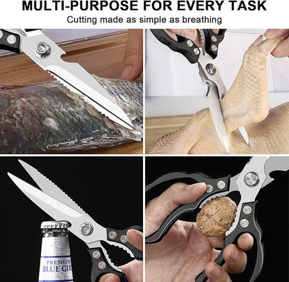 CGBE Kitchen Scissors All Purpose Heavy Duty, Ultra Sharp Stainless Steel Kitchen Shears Dishwasher Safe, Cooking Shears for Chicken, Poultry, Fish, Meat, Herbs & Grapes with Non-Slip Grips - Black - Image 4
