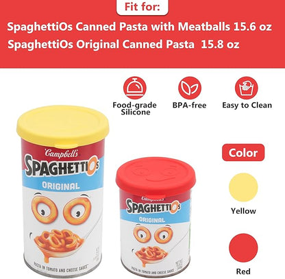 2 Packs Silicone Lids Compatible with SpaghettiOs Canned Pasta 15.6 oz and 15.8 oz, Food Sealing Lids for Can, Can Covers for Canned Good, Freezer&Dishwasher Safe (Can NOT Included)