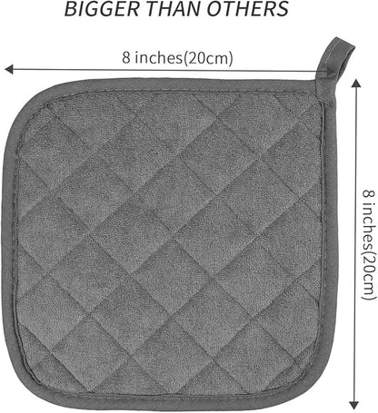 Pot Holders Cotton Made Machine Washable Heat Resistant Potholder, Pot Holder, Hot Pads, Trivet for Cooking and Baking (5, Dark Grey) - Image 2