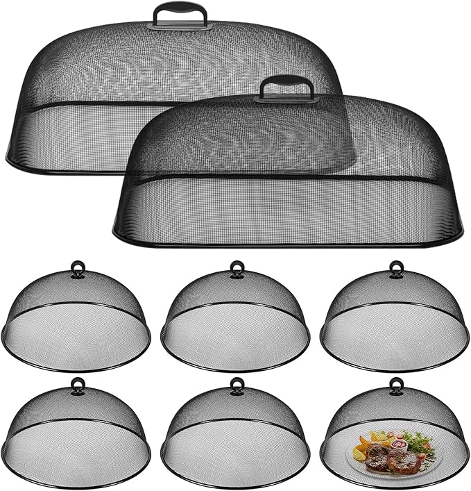 8 Pcs Metal Mesh Screen Food Cover for Outdoors Set Including 2 Pcs Extra Large 18.5 in Mesh Food Tents for Outdoor 6 Pcs 11 in Large Dome Picnic Food Covers Mesh Food Covers by Unknown