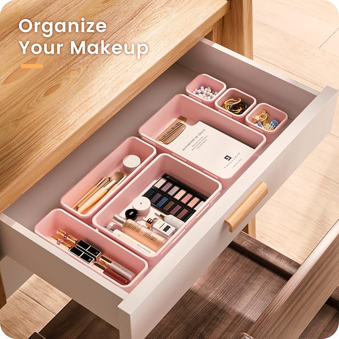 A-LuGei【【5 Size】 Tool Box Organizer Tray Divider Set, 【Pink】 Desk Drawer Organizer, Garage Organization and Storage Toolbox Accessories Rolling Tool Chest Cart Cabinet WorkBench Small Part - Image 3
